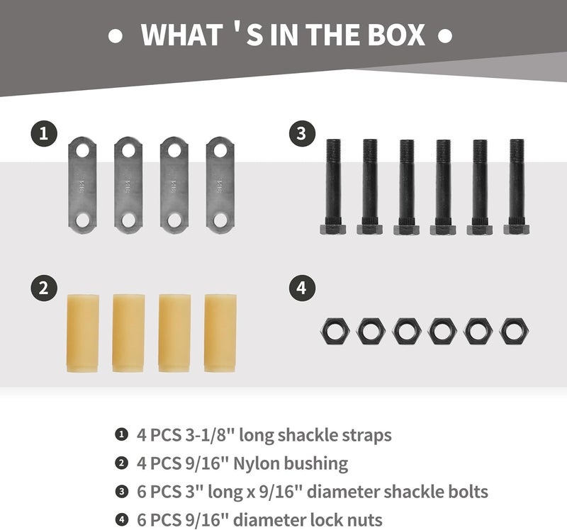 Lonffery Trailer Alex Shackle Kit, 312L Shackle Strap Fit for 3500lb-7200lb Double Eye Spring - Image 5